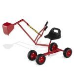 Sėdimasis ekskavatorius su 360° pasukimu ir metaliniu kaušu (Raudona)