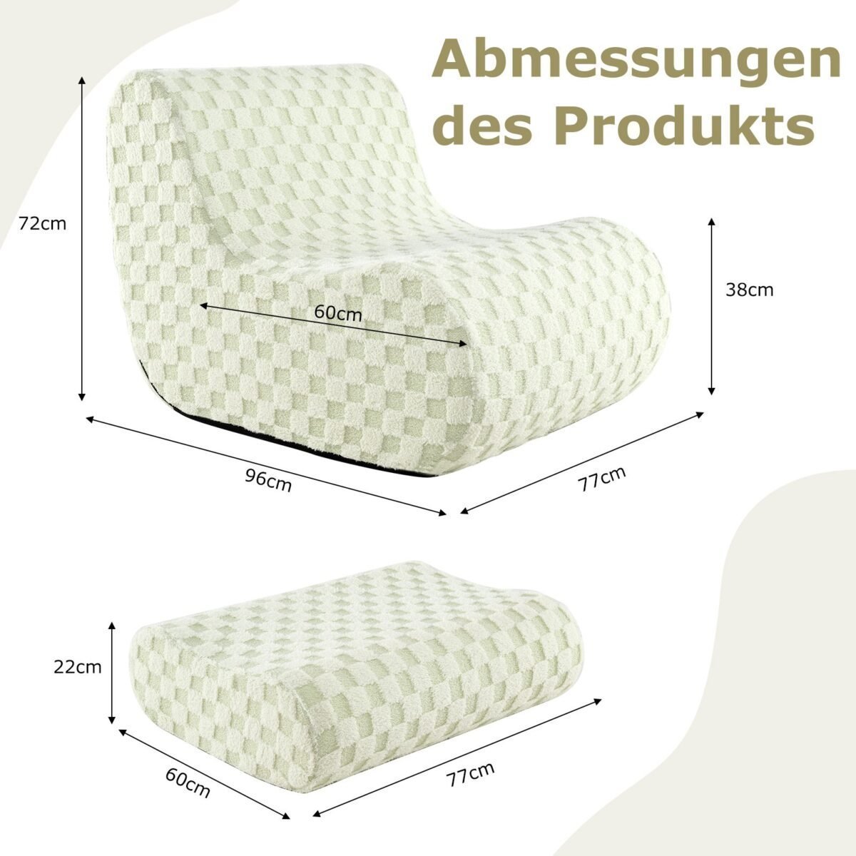 Sėdmaišis su pufiku minkštas ir patogus (Žalia)