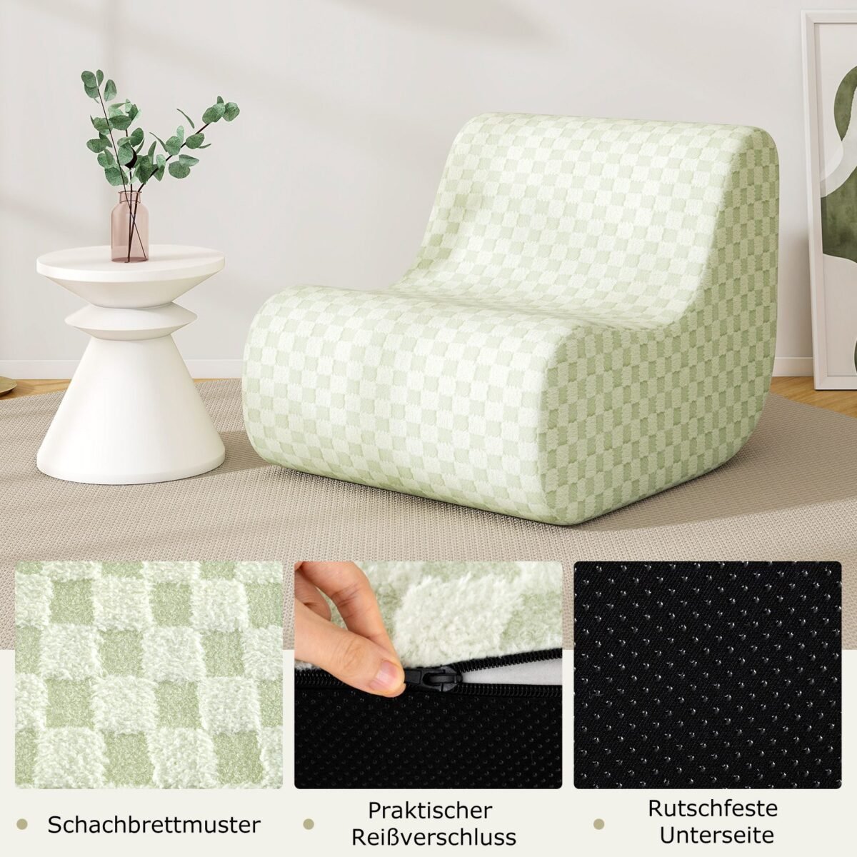 Sėdmaišis su pufiku minkštas ir patogus (Žalia)