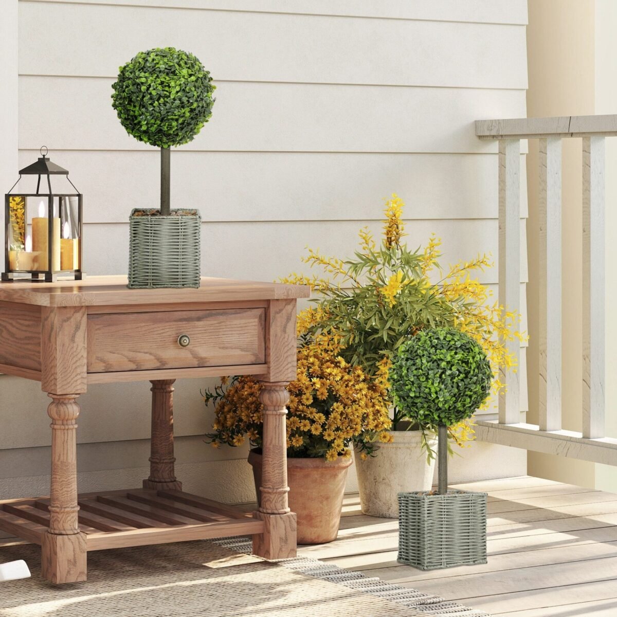 Dviejų dalių dirbtinių augalų rinkinys, atsparus UV spinduliams, lauko ir vidaus erdvėms