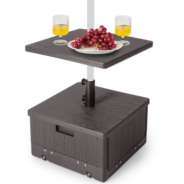 Skėčių stovas su staleliu ir ratukais (Ruda)