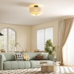 Lubinis šviestuvas su dvigubais lininiais gaubtais