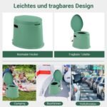 Nešiojamas kempingo tualetas: 200 kg talpa nuimamas bakelis (Žalia)