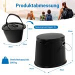 Nešiojama kelioninė tualetinė su kempingo funkcija iki 200 kg apkrova (Juoda)