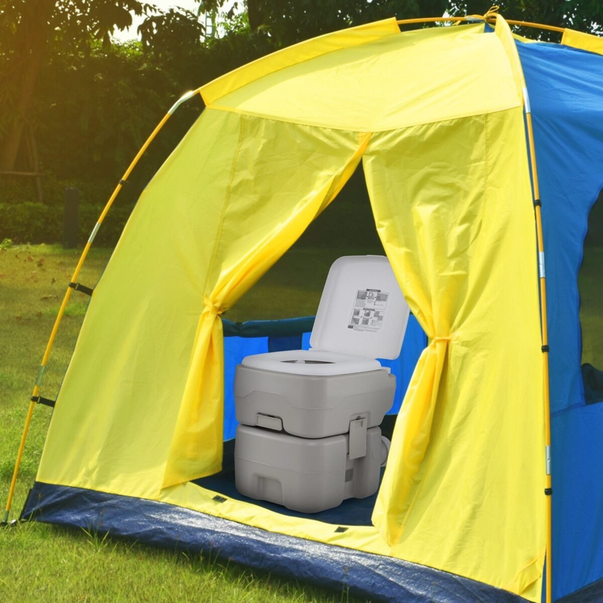 Nešiojama 20 litrų tualeto sistema su integruota nuleidimo pompa (Pilka)