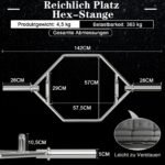 Šešiakampė hantelio štanga su sulankstomomis rankenomis ir dviem spyruokliniais užspaudėjais (Sidabrinė)