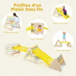 Medinis 5-in-1 Montessori žaidimų aikštelės rinkinys su čiuožykla (Natūrali)
