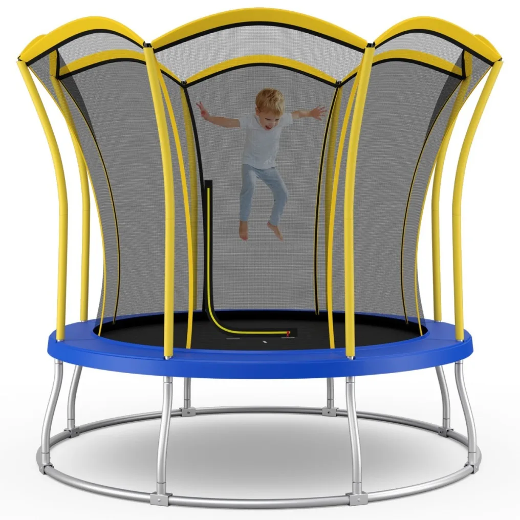 tw10082ye_1_.jpg_big1016 Lauko batutas gėlių forma su saugos tinklu 305 cm (Geltona)