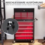 Plieninė dviejų dalių rakinama įrankių spintelė su ratukais