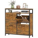 Siaura batų spintelė su 4 atlenkiamais stalčiais