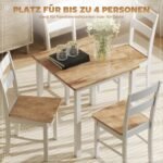 Kompaktiškas kaučiukmedžio valgomojo stalas iki 4 asmenų