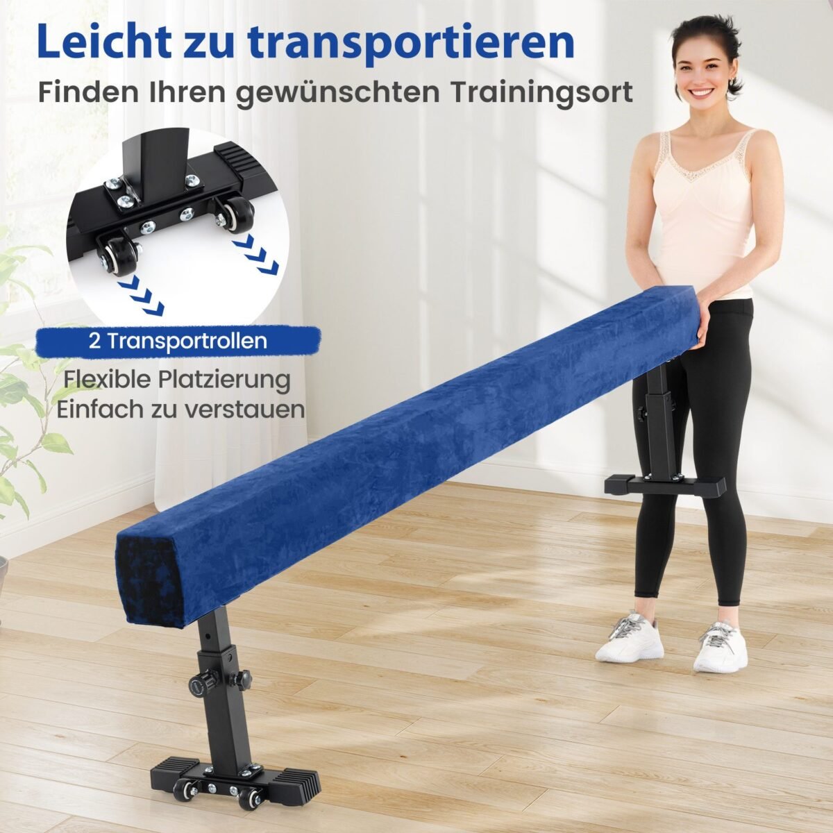 Reguliuojamas gimnastikos balkis 226 cm (Mėlyna)