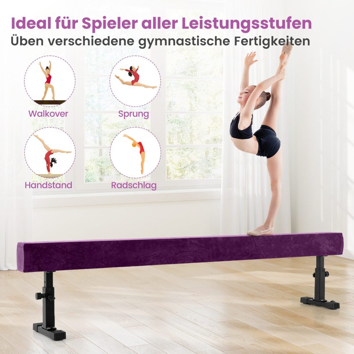 Reguliuojamas gimnastikos sijonas 226 cm 3 aukščio pozicijos (Violetinė)