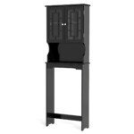 Vonios spintelė virš unitazo su trimis lentynomis (Juoda)