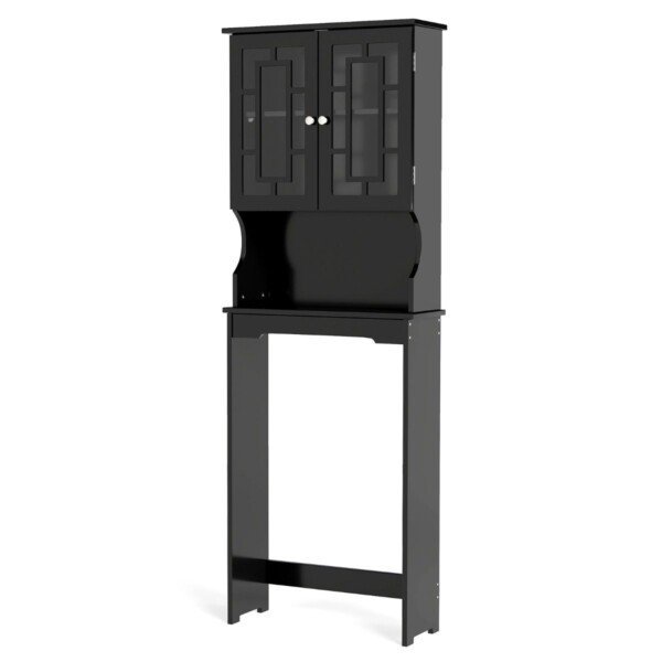 Vonios spintelė virš unitazo su trimis lentynomis (Juoda)