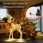 Apšviestas Kalėdinis elnias 88 cm su 50 LED lempučių (Geltona)