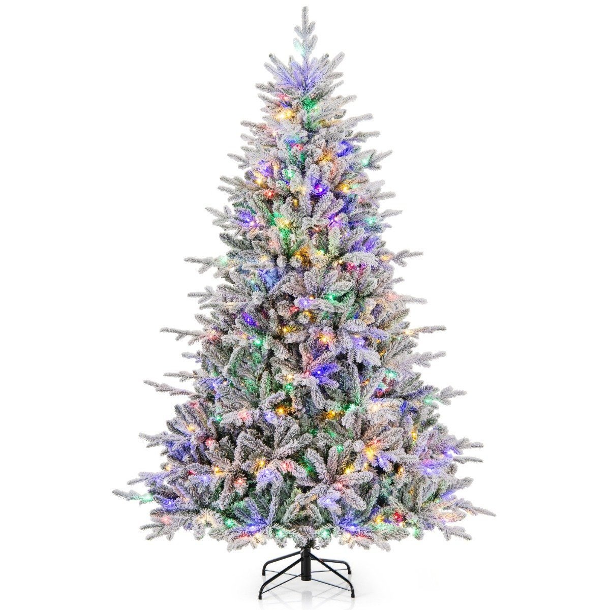 weihnachtsbaum-christbaum-15171 218 cm aukščio dirbtinė eglutė su LED apšvietimu ir baltu pūku (Balta)