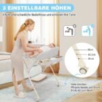 Daugiafunkcis sulankstomas vystymo stalas su laikymo krepšiu ir praustuvėliu (Pilka)