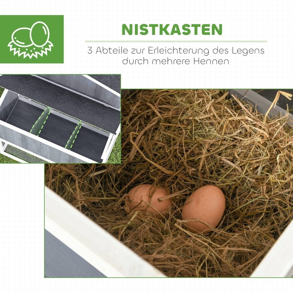 Vištidė su voljeru 3-4 vištoms, 3 skyrių lizdavietė ir ištraukiamas dugnas