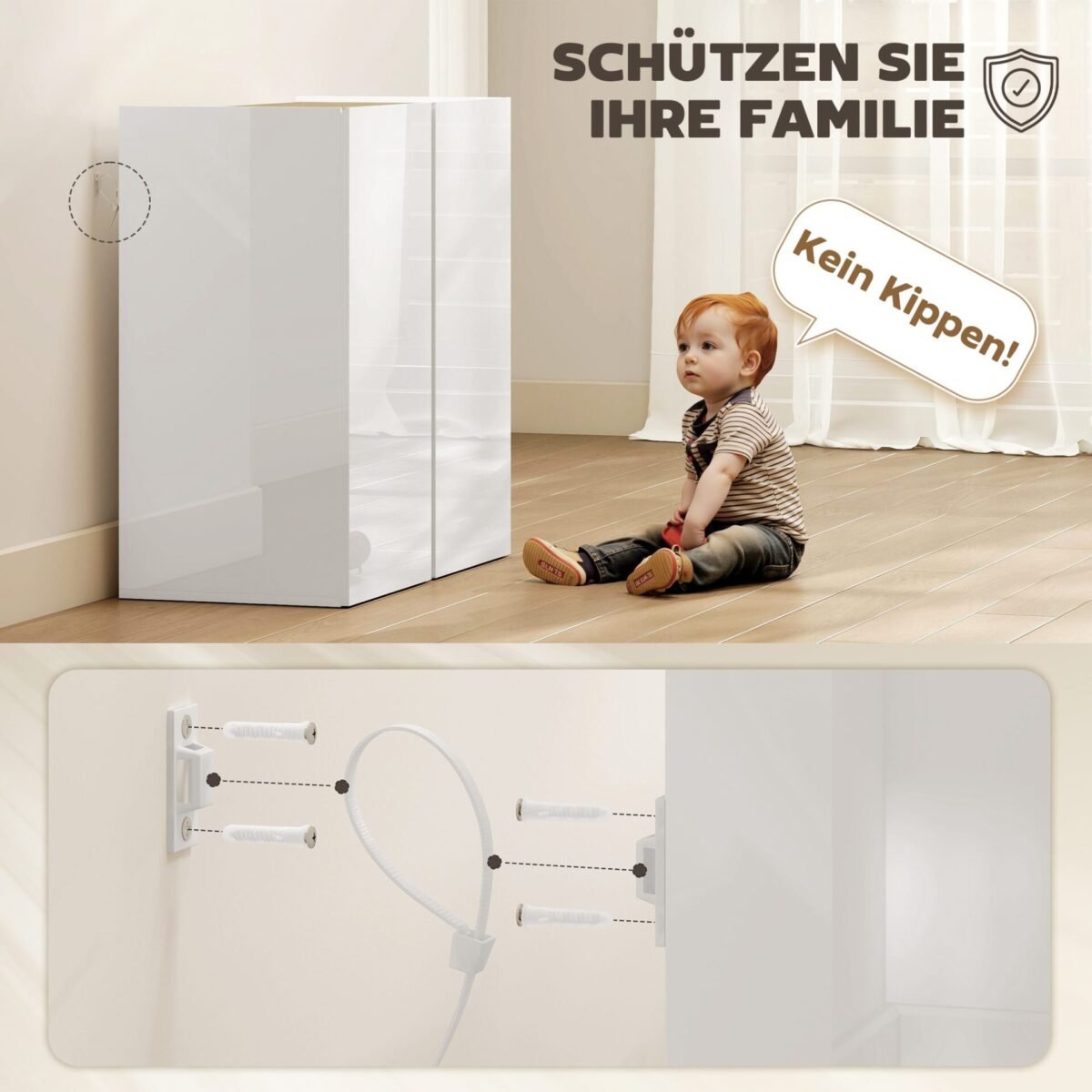 Komoda su reguliuojama lentyna ir švelnaus uždarymo durelėmis