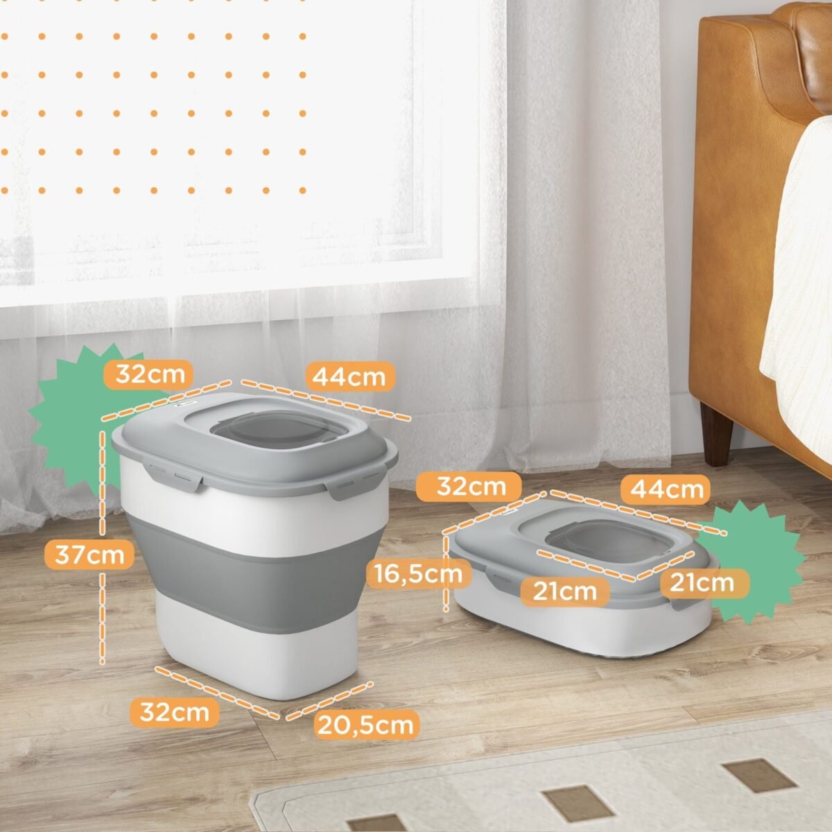 Hermetiška sulankstoma gyvūnų pašarų talpykla 25 l