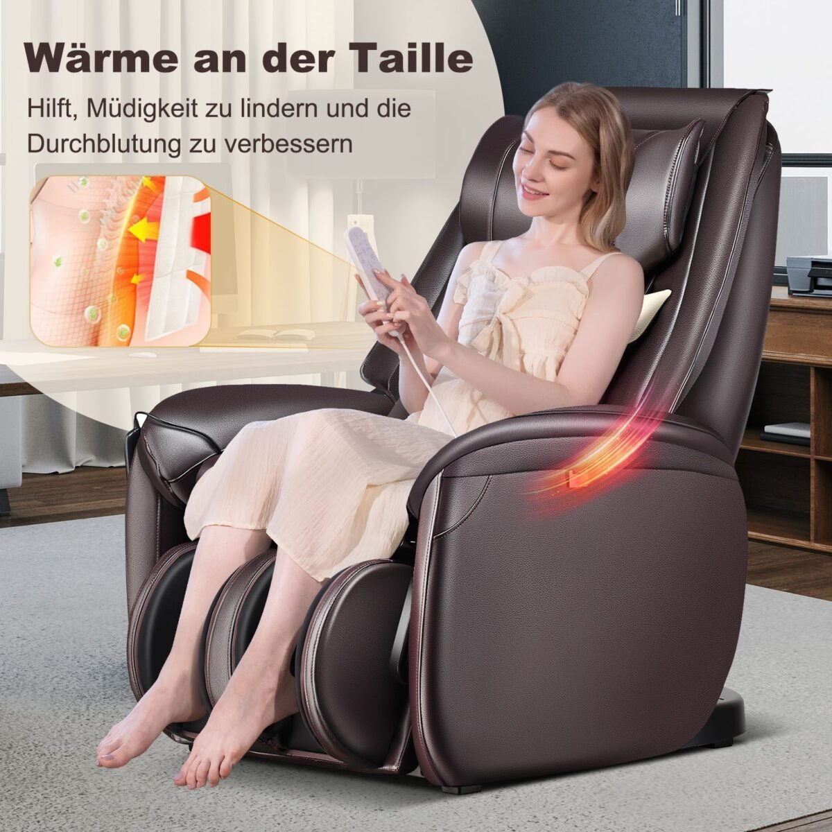 Ergonomiška masažinė kėdė su SL bėgiu ir atlošo šildymu (Ruda)