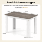 Modernus 4-6 asmenų valgomojo stalas 120 cm (Balta)