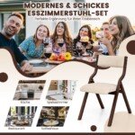 Sulankstomas virtuvės kėdžių komplektas (2 vnt.) su minkšta sėdyne ir mediniu rėmu (Ruda)