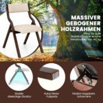 Sulankstomas virtuvės kėdžių komplektas (2 vnt.) su minkšta sėdyne ir mediniu rėmu (Ruda)