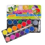 24 spalvų dažų rinkinys su teptukais