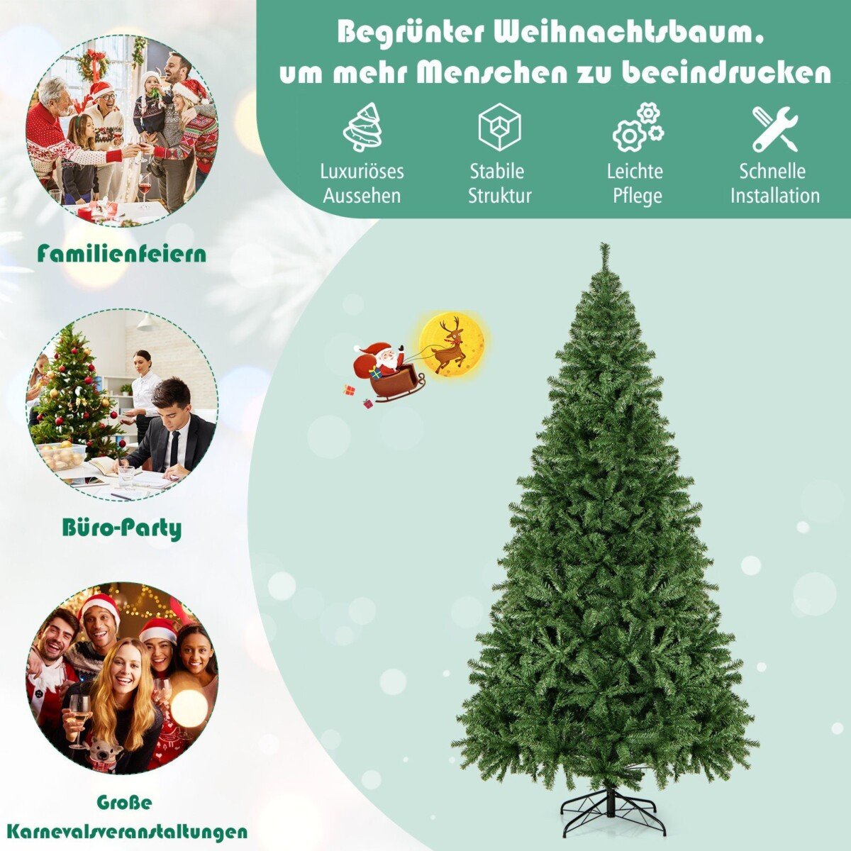 Kalėdinė eglutė su 2132 viršūnėmis PVC (Žalia)