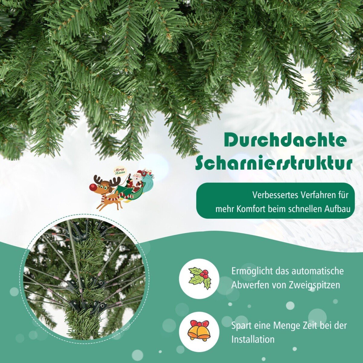 Kalėdinė eglutė su 2132 viršūnėmis PVC (Žalia)