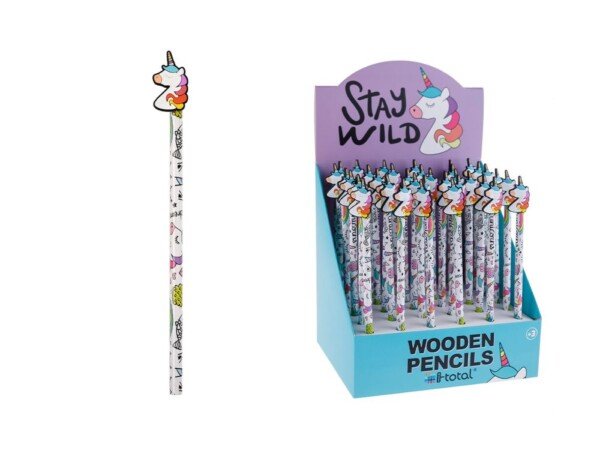 36 mediniai pieštukai su vienaragiais stende