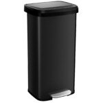 Didelė 68 l nerūdijančio plieno šiukšliadėžė su lėtai užsidarančiu dangčiu (Juoda)