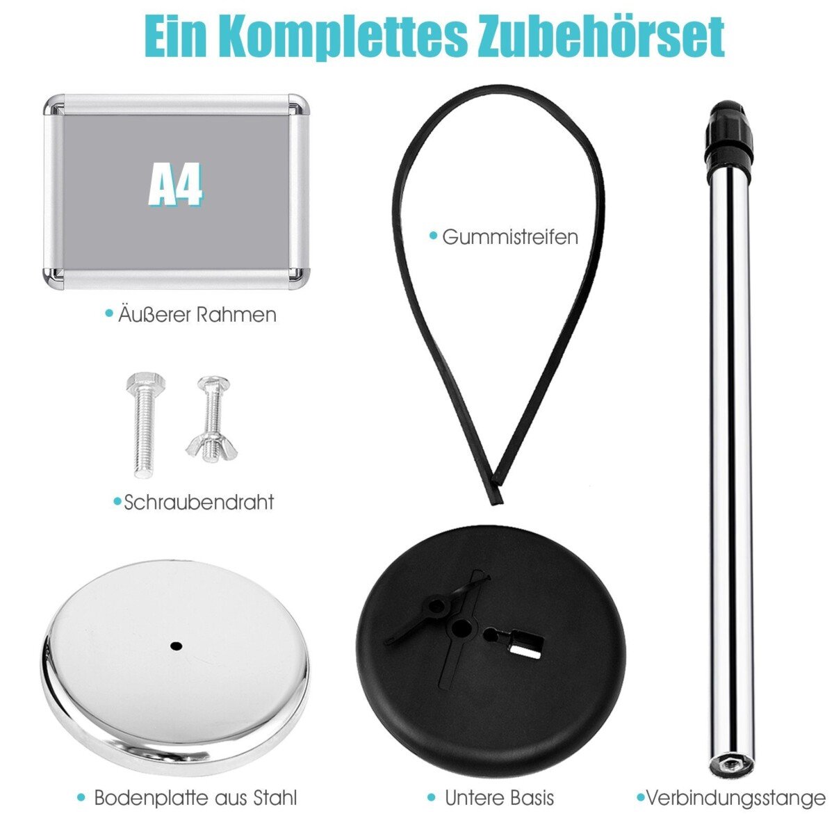 Reguliuojamo aukščio informacinis stovas su pasukamu rėmu (Sidabrinė)