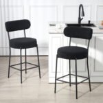 Baro kėdžių komplektas (2 vnt.) su fliso apmušalu ir kojų atrama