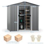 Metallinis sodo namelis laukui su rampos ir ventiliacija (Pilka)