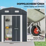 Cinkuoto plieno sodo sandėliukas su 2 ventiliaciniais langais ir 2 stumdomomis durimis