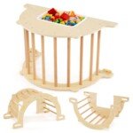 Daugiafunkcis medinis žaidimų tiltelis su daiktadėže (Natūrali)