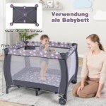 Daugiafunkcis kelioninis lopšys su čiužiniu (Pilka)