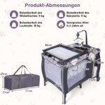 Daugiafunkcis kelioninis lopšys su čiužiniu (Pilka)