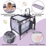 Daugiafunkcis kelioninis lopšys su čiužiniu (Pilka)