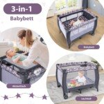 Daugiafunkcis kelioninis lopšys su čiužiniu (Pilka)