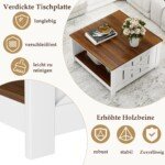 Kvadrato formos svetainės staliukas su daiktų laikymo vieta (Ruda)