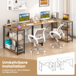 L formos kampinis rašomasis stalas su reguliuojama lentyna (Natūrali)