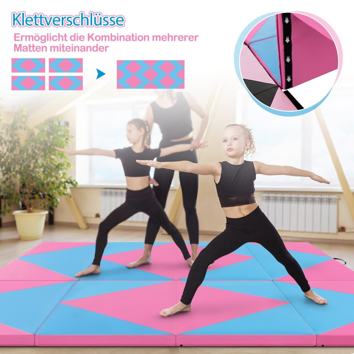 Sulankstomas gimnastikos ir jogos kilimėlis 240 x 117 x 5 cm (Šviesiai mėlyna)