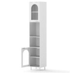 Aukšta siaura vonios spintelė su dvejomis rifliuoto stiklo durelėmis (Balta)