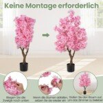 Dirbtinis vyšnių žiedų medis 120 cm su rožiniais žiedais (Rožinė)