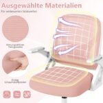 Ergonomiška biuro kėdė su atlenkiamais porankiais ir supimo funkcija (Rožinė)