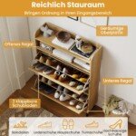 Aukšta batų spintelė su 2 stalčiais ir natūralaus rotango durelėmis (Natūrali)